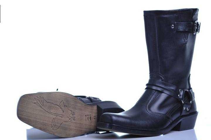 Buty skórzane kowbojki wysokie KARELUS czarne