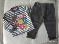Nowa bluza ciepła ocieplana Boboli spodnie jeansy Minetti 86