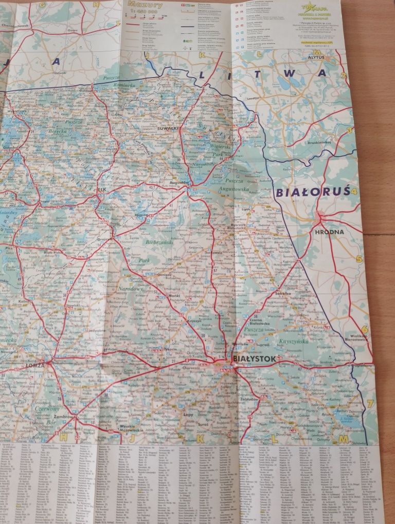 Mapa papierowa MAZURY, składana, turystyczna, wycieczki