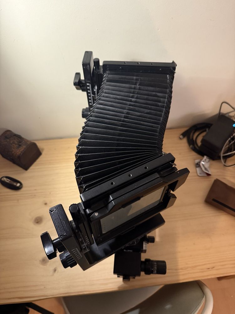 kit camara grande formato 4x5 inch com lentes e tripé