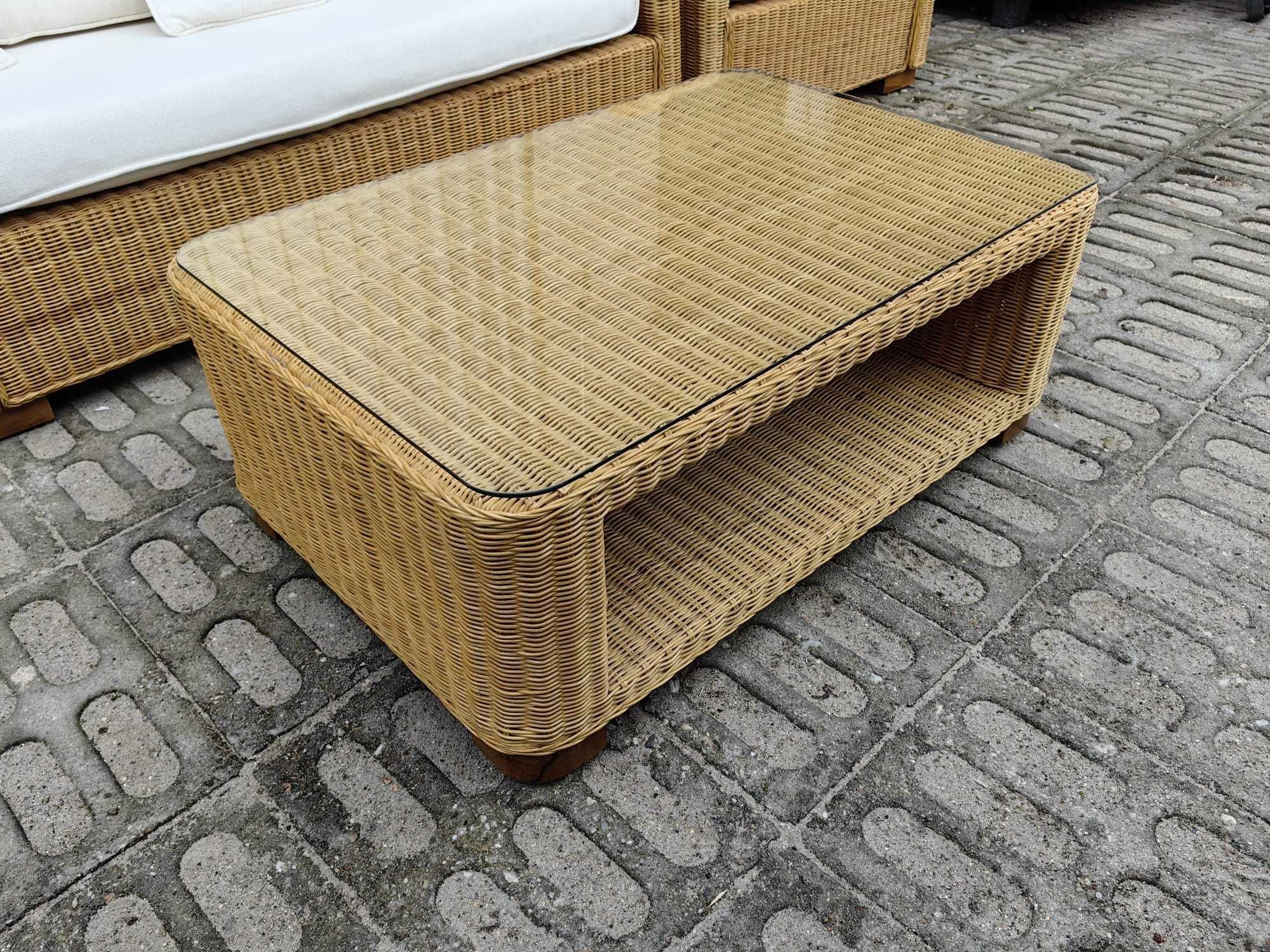 Zestaw Sofa Kanapa 2x FOTEL STÓŁ rattan aturalny z RATTANU GRUBY OPLOT