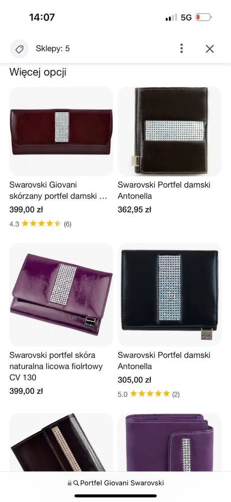 Portfel Giovani z kamieniami Swarovskiego skórzany