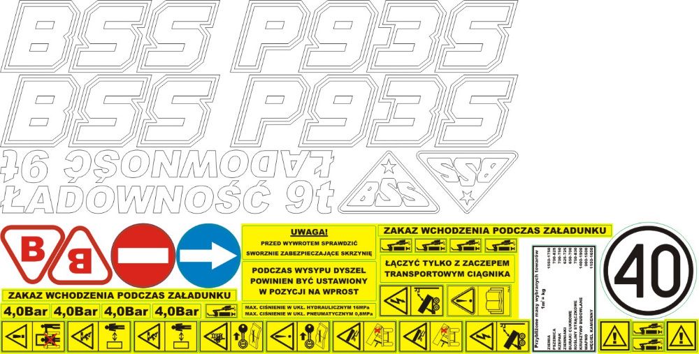 Naklejki Przyczepa Brandys BSS P93S P73S P53S Agro 17.13 10.08 08.06