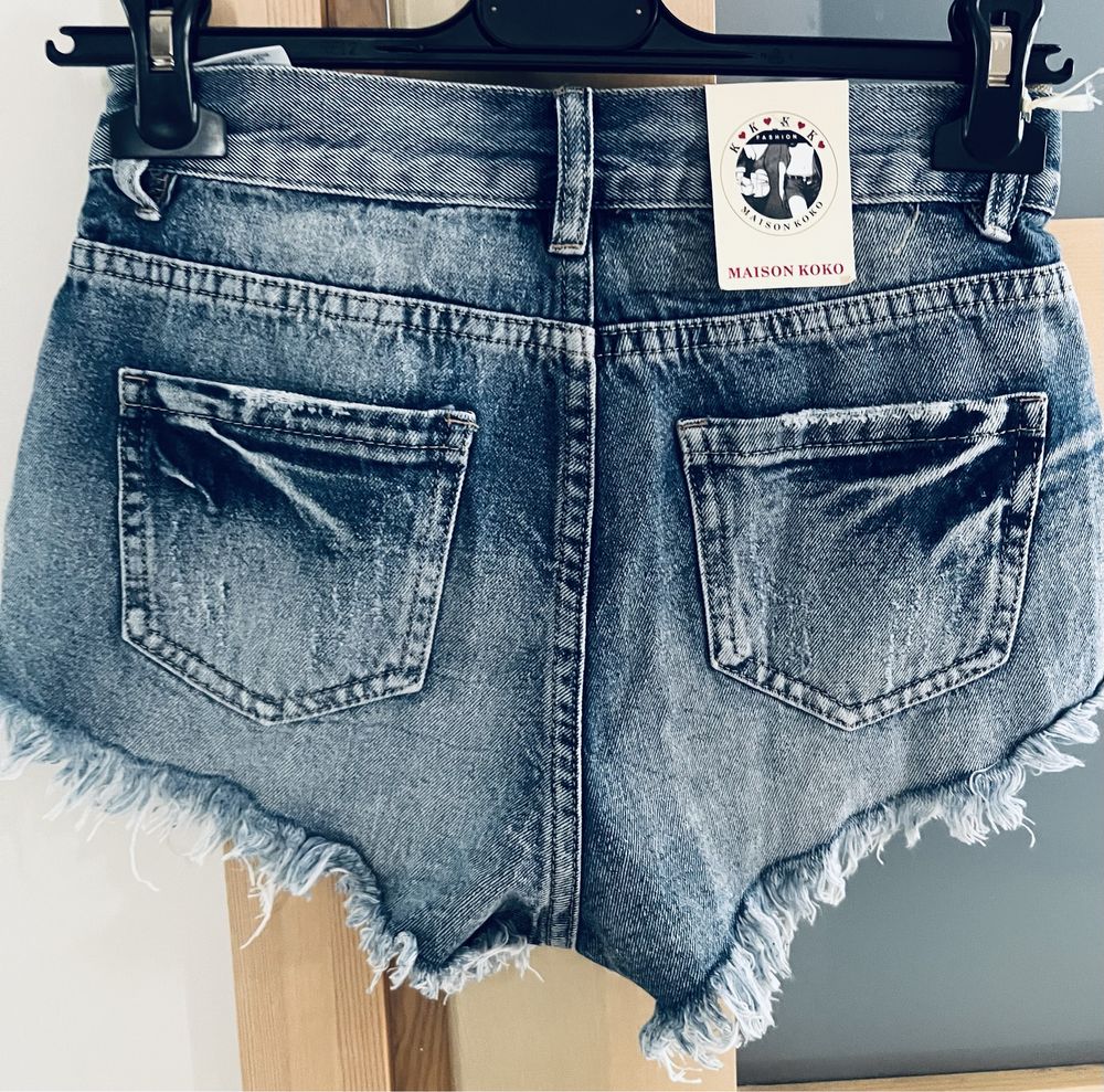 Spodenki jeans perelki S