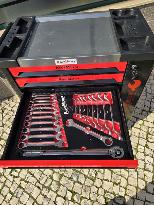 Kit par oficina carrinho de 7 gavetas e macaco e preguiças novos