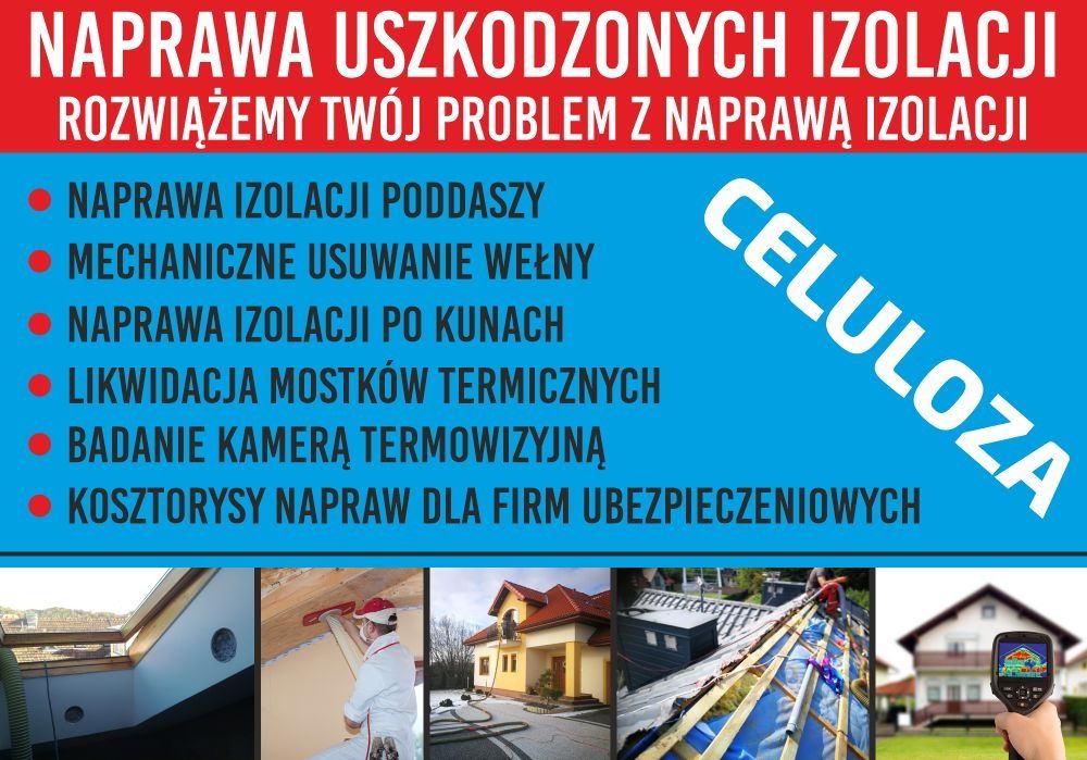 Wdmuchiwanie granulatu celulozy wełny Zwalczanie kuny kun