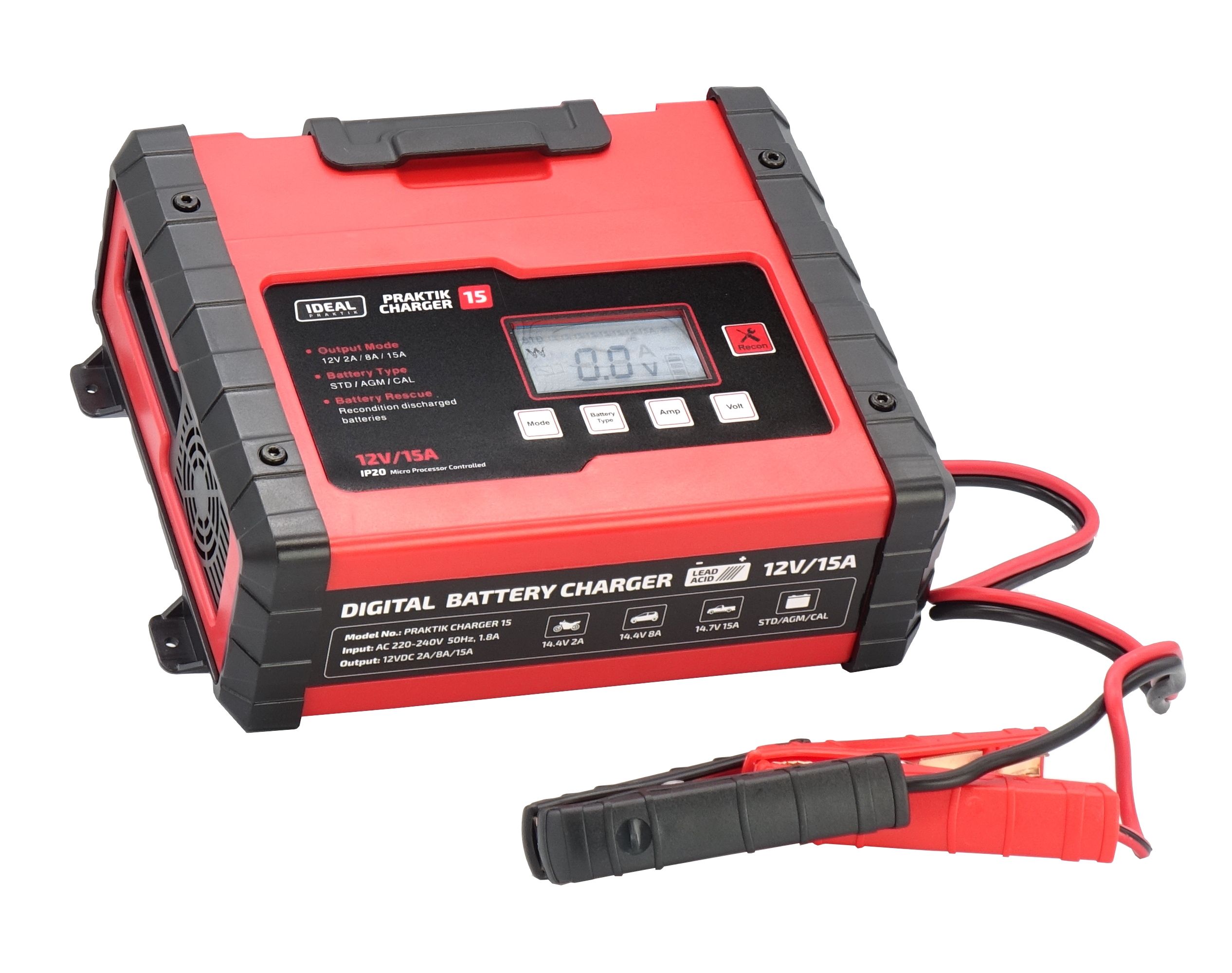 prostownik ideal  praktik charger 15 lcd 12v automatyczny gel WET AGM