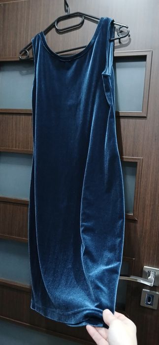 Dorothy Perkins welurowa sukienka turkus 38 M