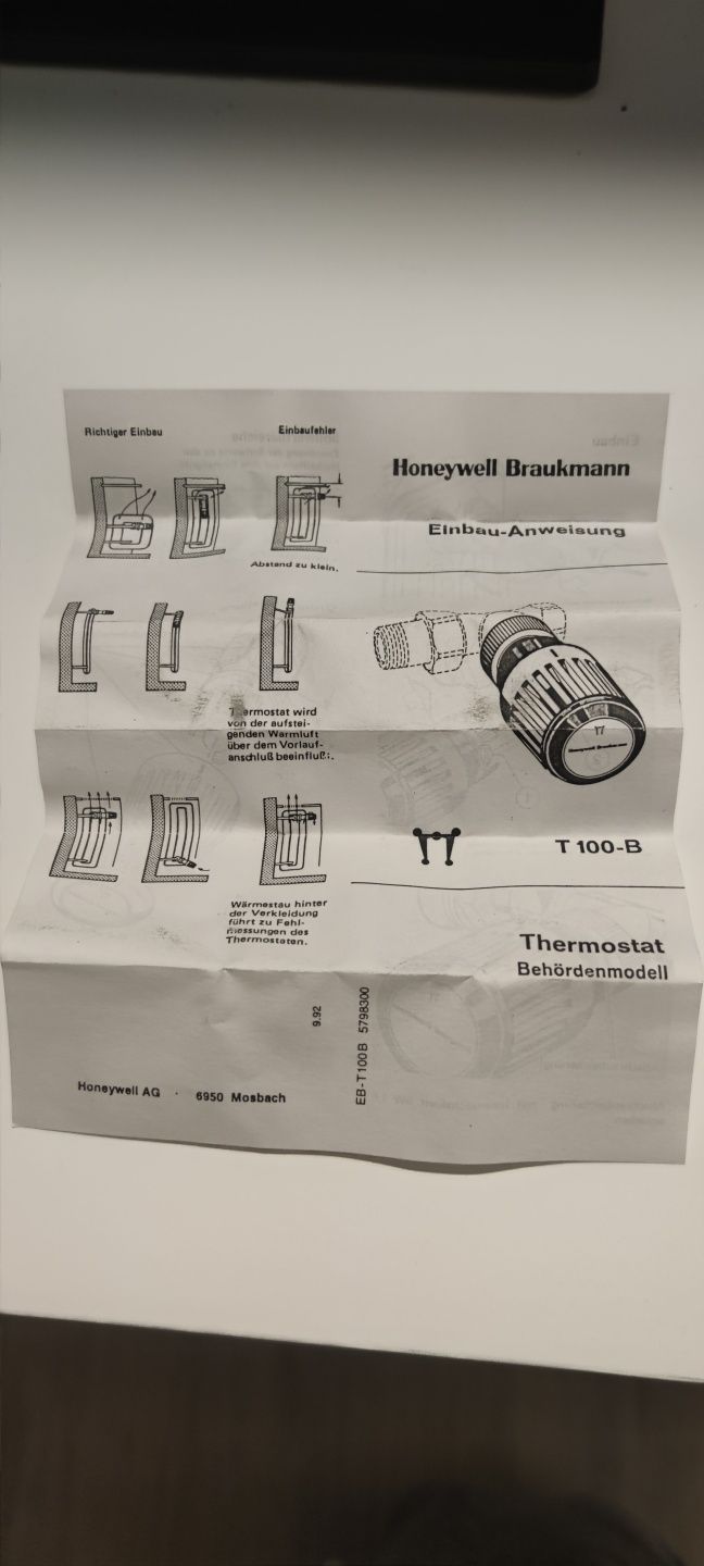 Głowica termostatyczna honeywell braukmann T100b-331