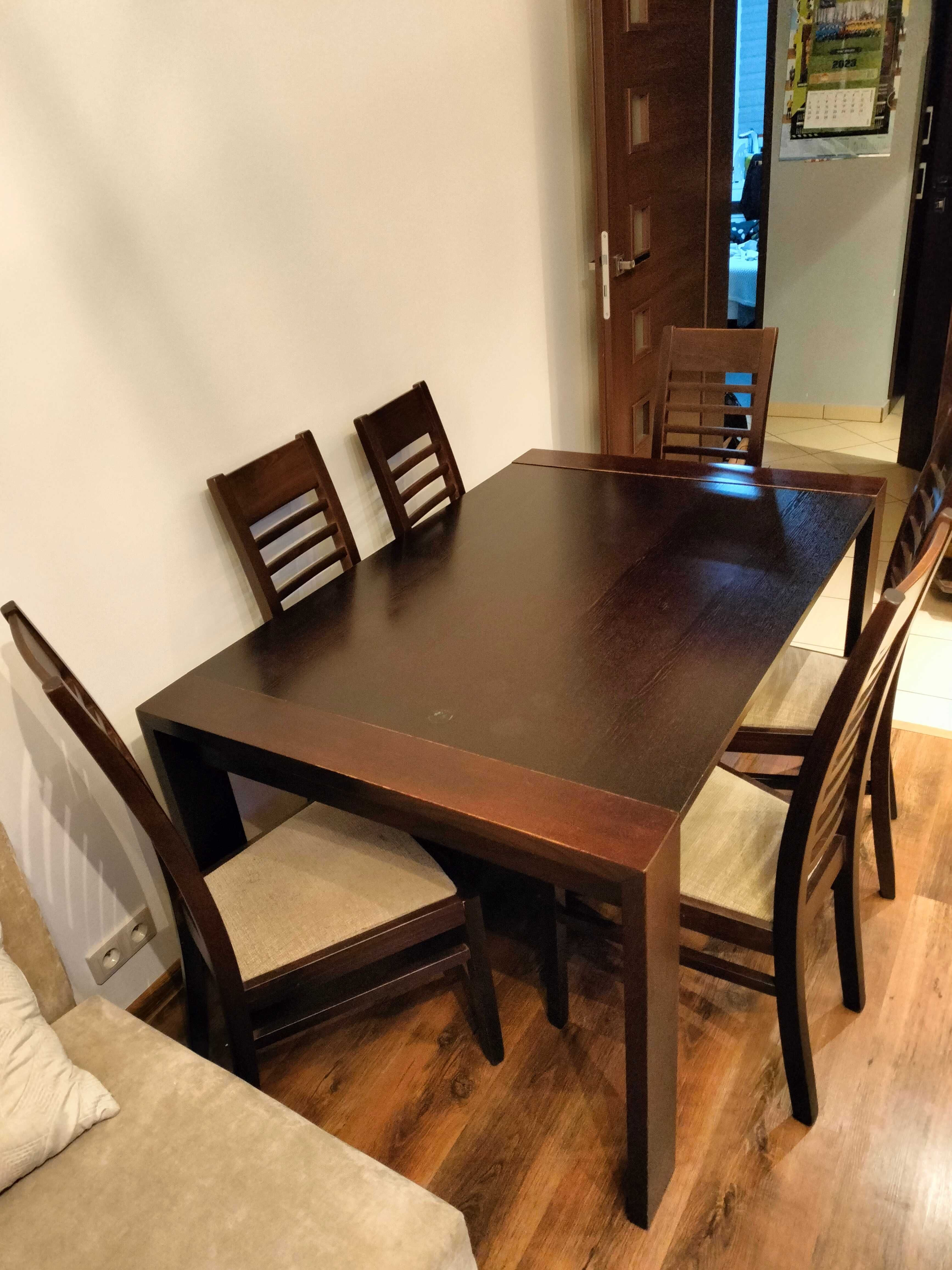 Rozkładany stół 140x90 + 6 krzeseł