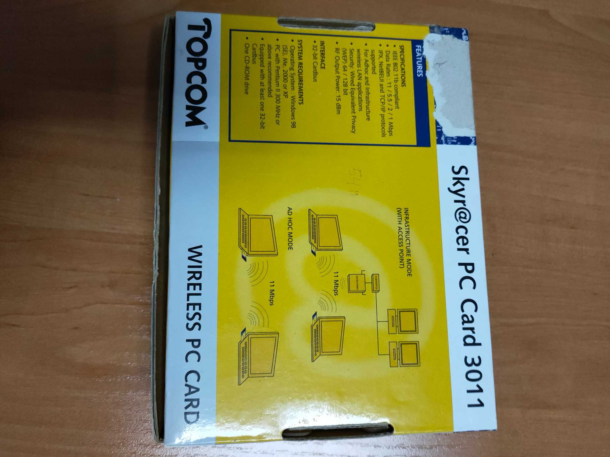 Topcom Skyracer PC Card 3011 PCMCIA-karta 11 Mbit met 128-bit wifi