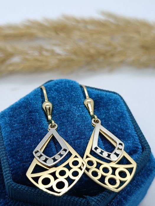 Modne kolczyki ze złota, złoto pr 585