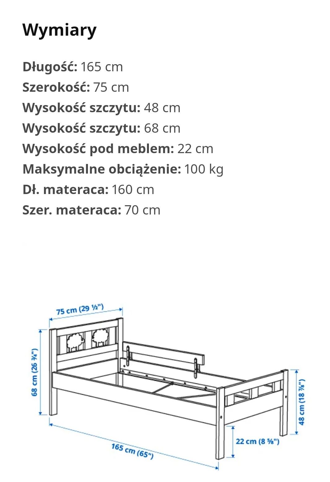 Łóżko dla dzieci sutan lade 70 na 160 białe z owieczkami