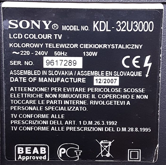 Телевізор Sony kdl 32u3000