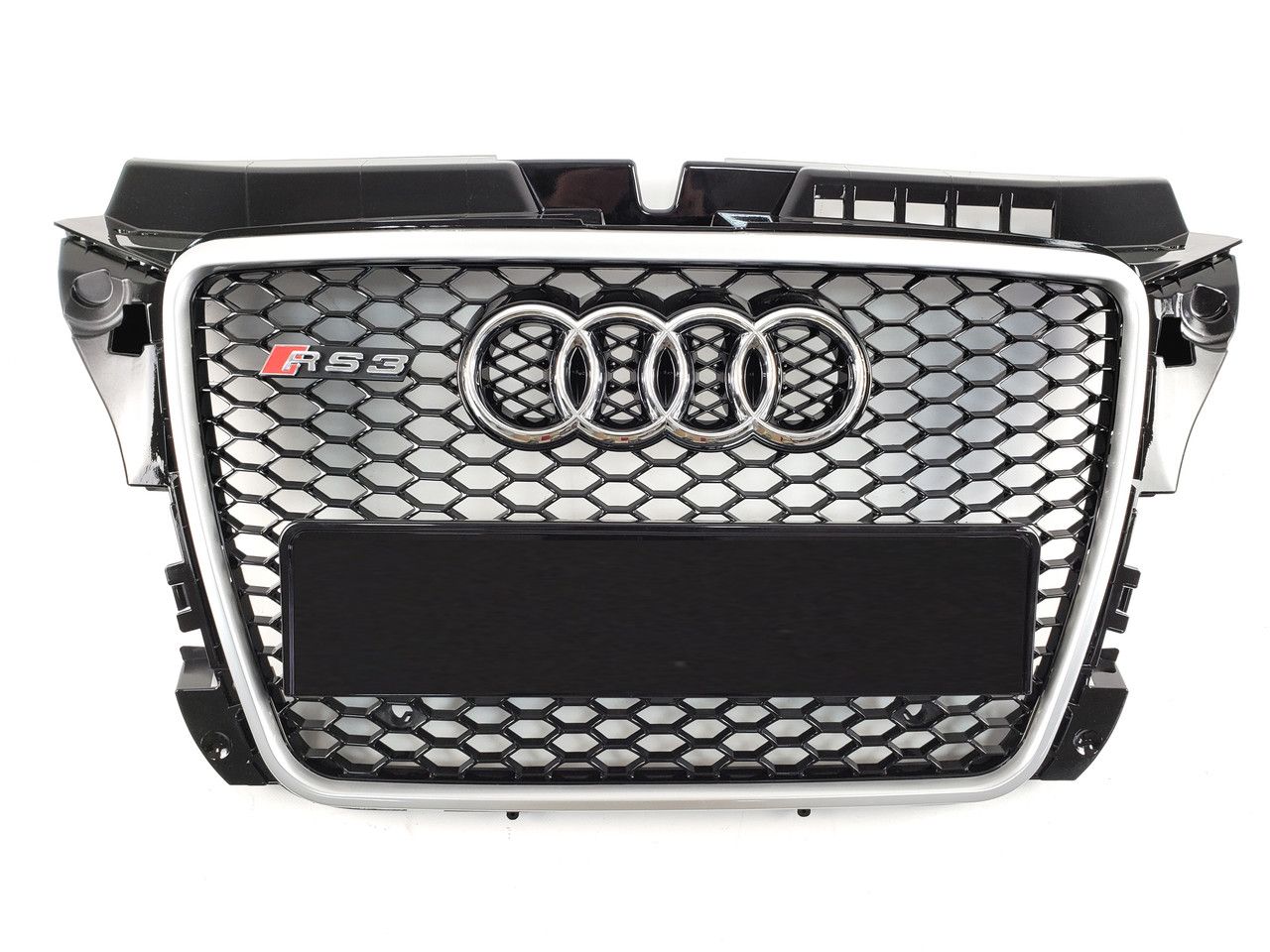 Решетка радиатора Audi A3 2008-2012 Черная с серой рамкой в стиле RS