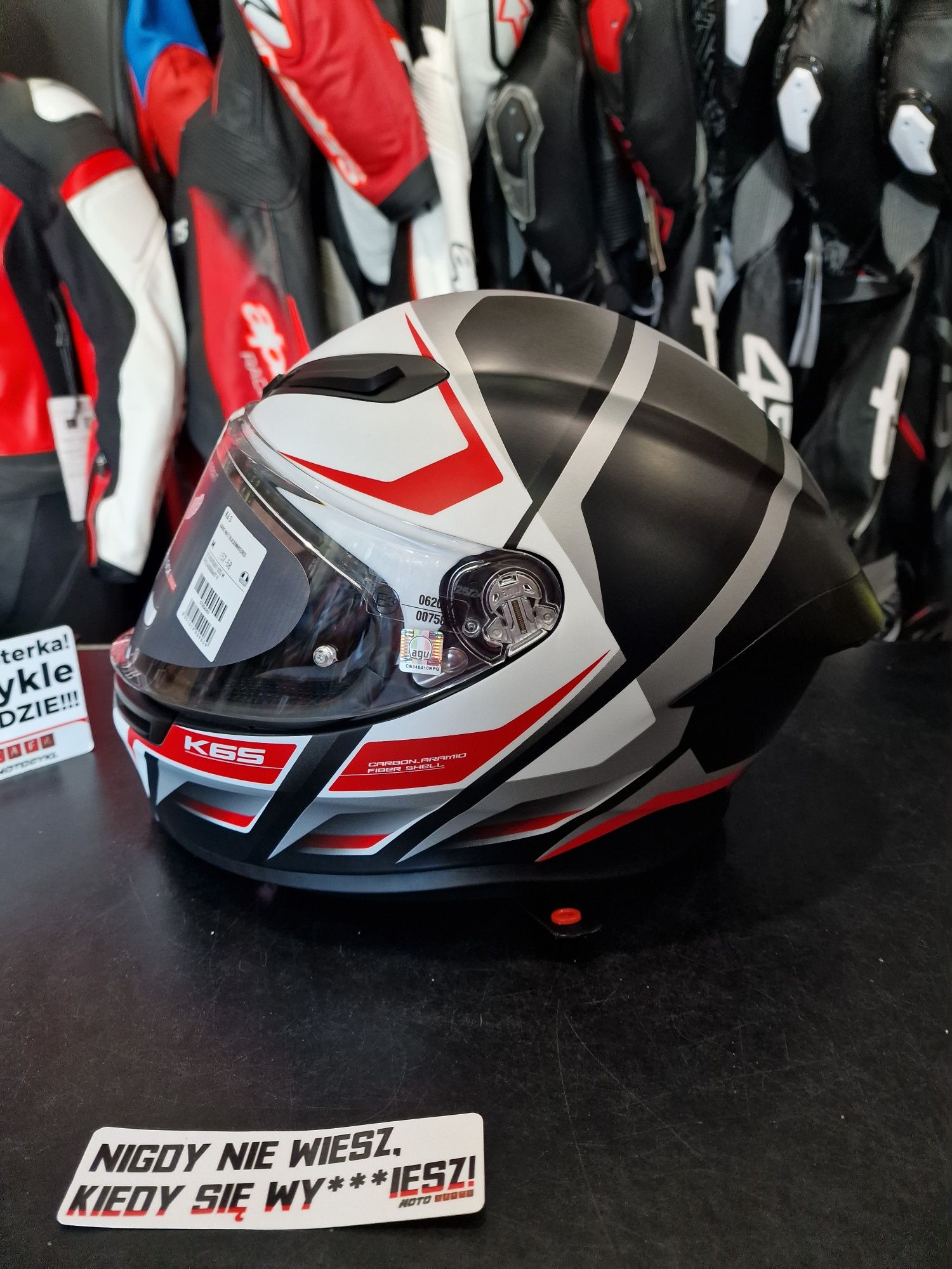 MotoSzafa Kask AGV K6 S KARVE MATT BLACK/WHITE/RED !gratisy!