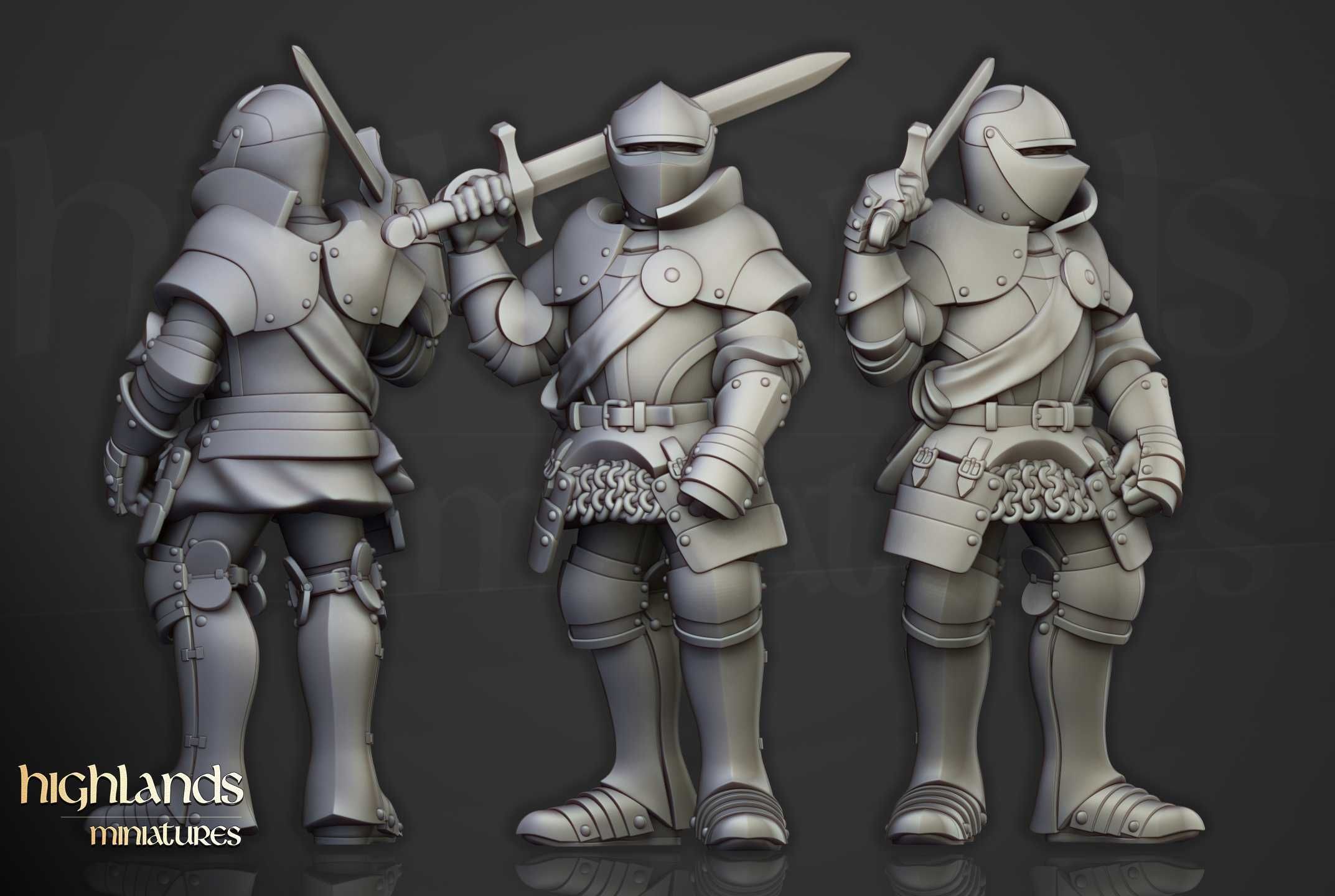 Sunland Knights on Foot - WFB ToW AoS - Highlands Miniatures x10