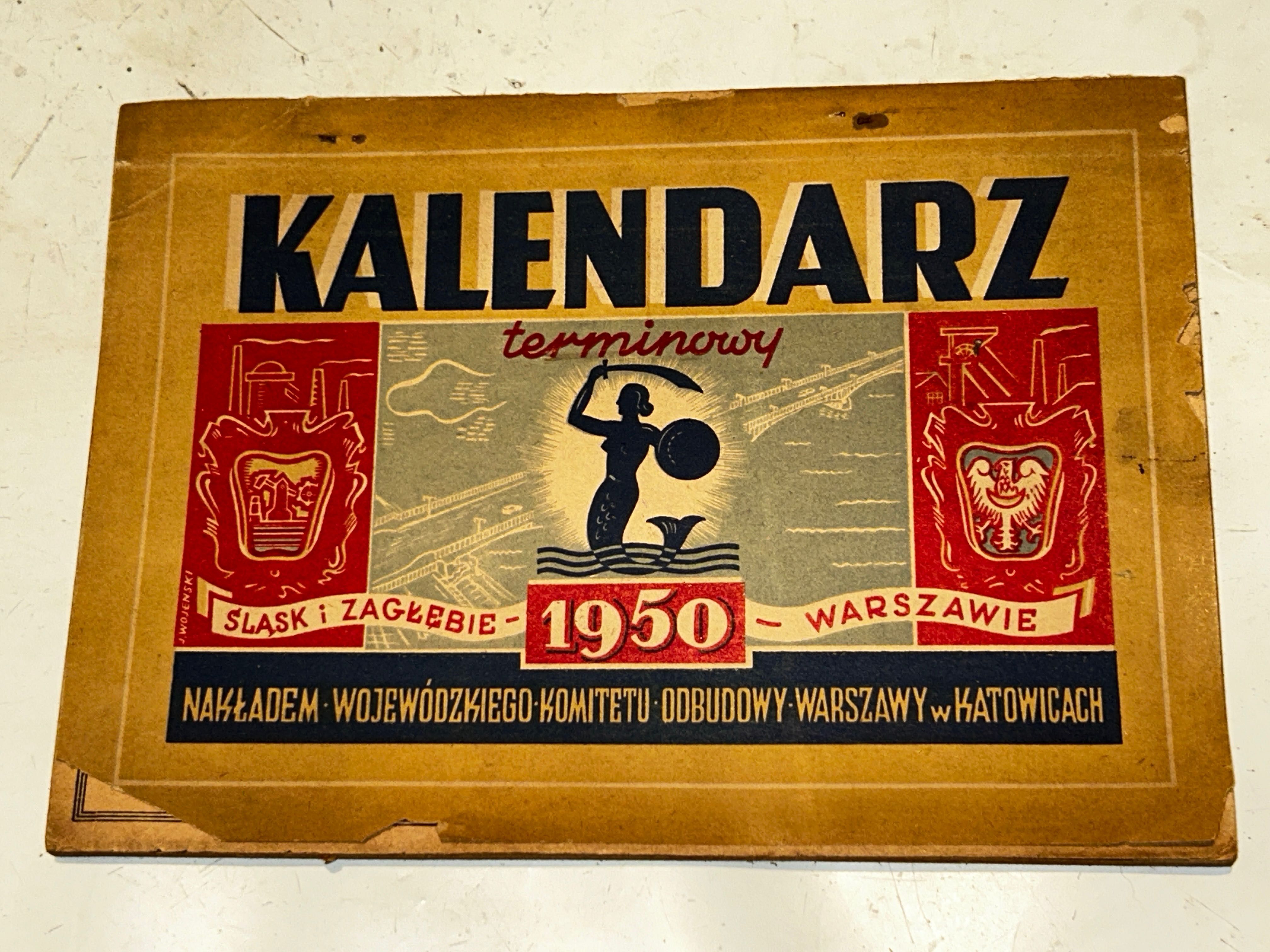 KALENDZARZ TERMINOWY 1950 Śląsk i Zagłębie Warszawie - PRL !