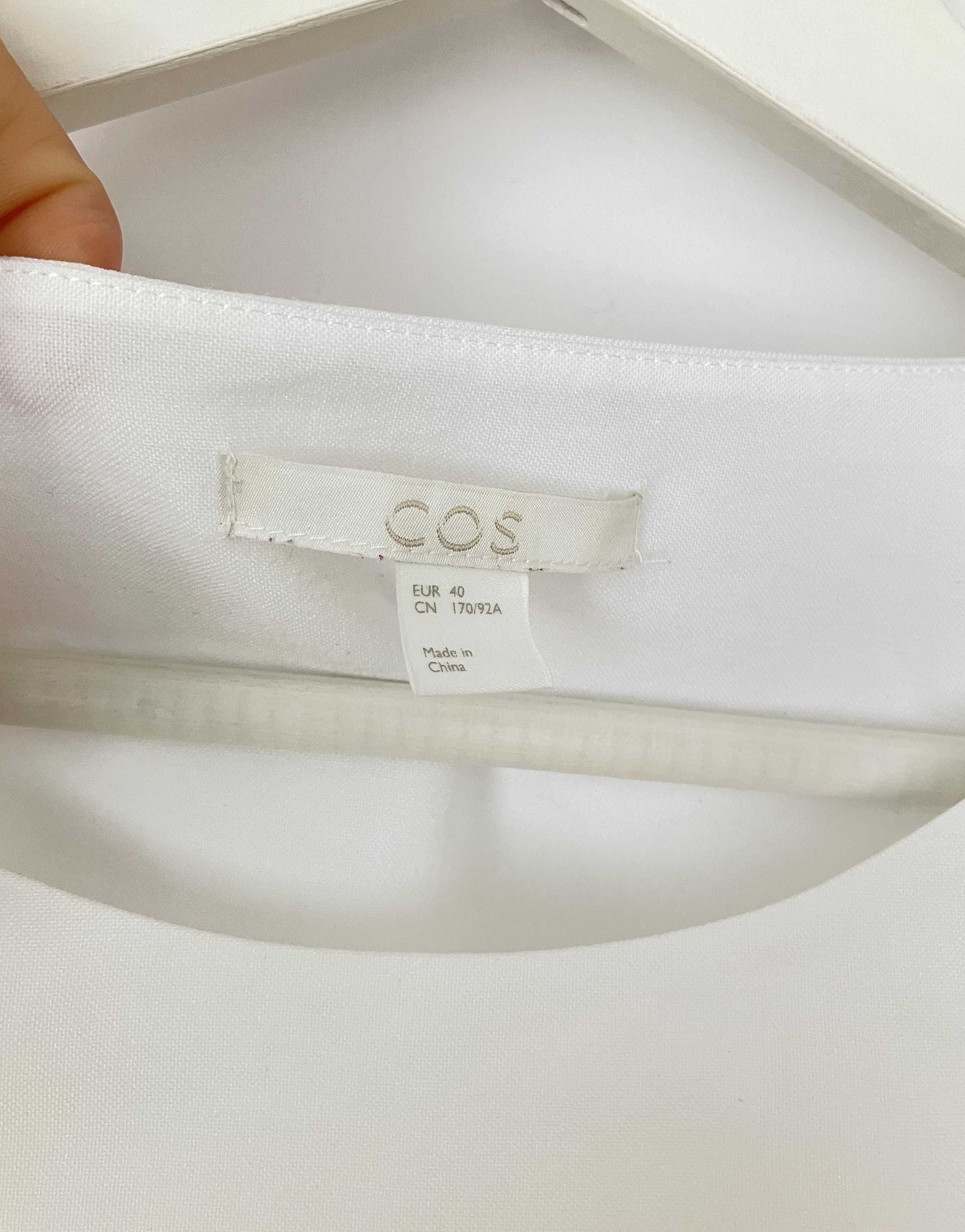 Biały luźny top COS elegancki długie boki minmalistyczny bluzka