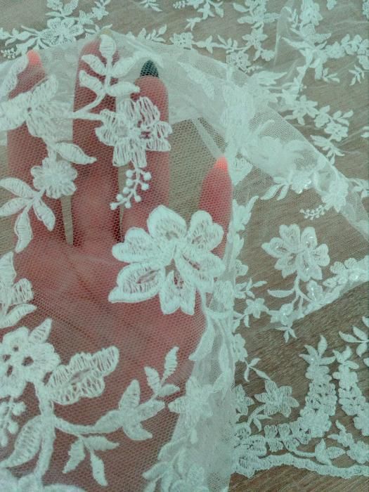piękna koronka aplikacja kwiaty na gorset suknia ślubna NOWA