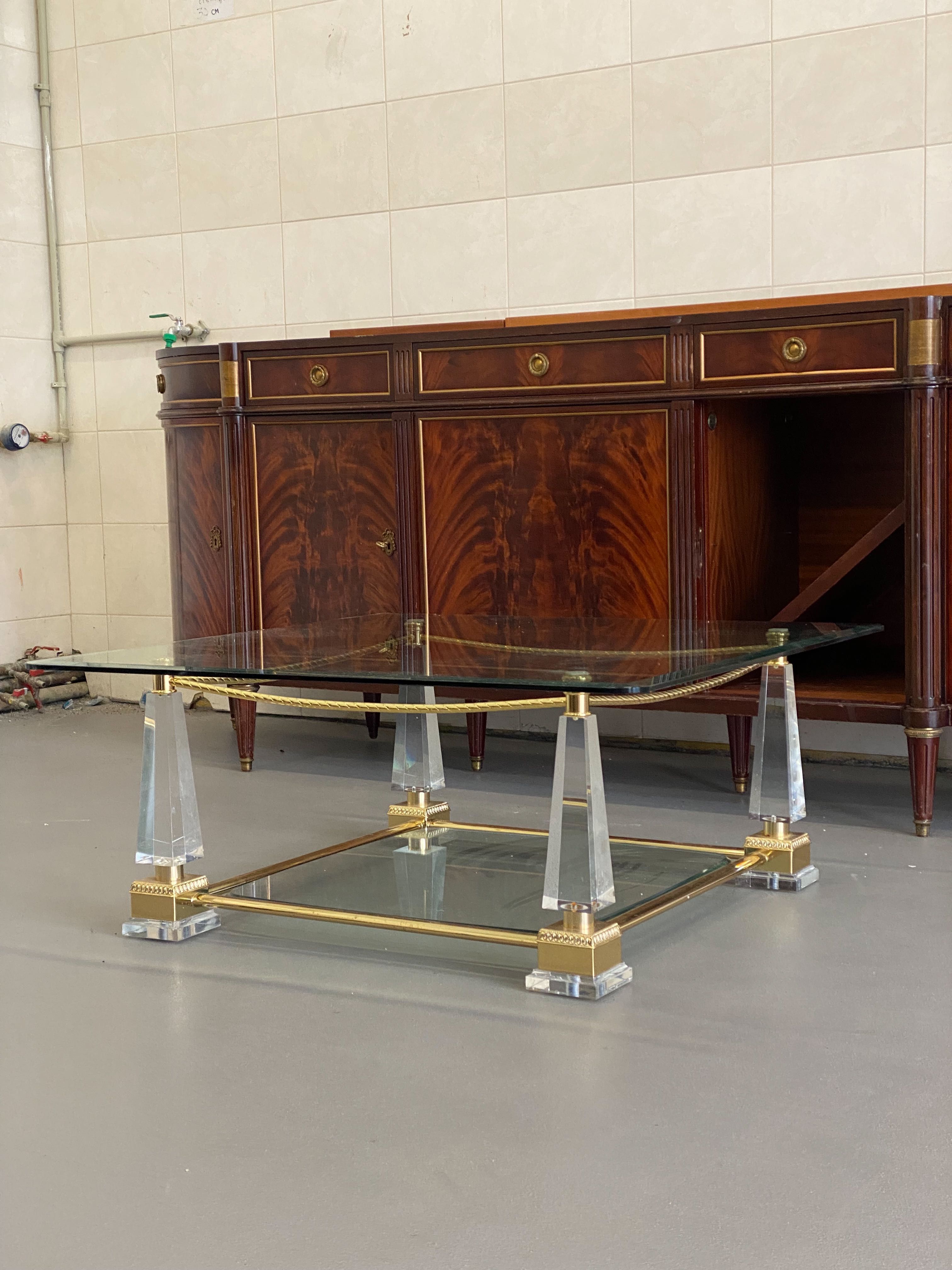 Szklany stolik vintage Hollywood Regency