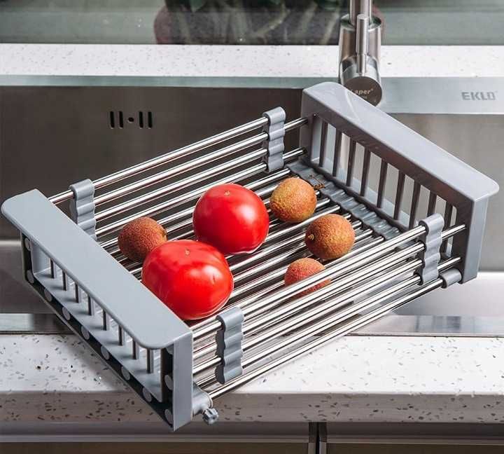 Regulowana suszarka do zlewu na warzywa, owoce lub drobne naczynia