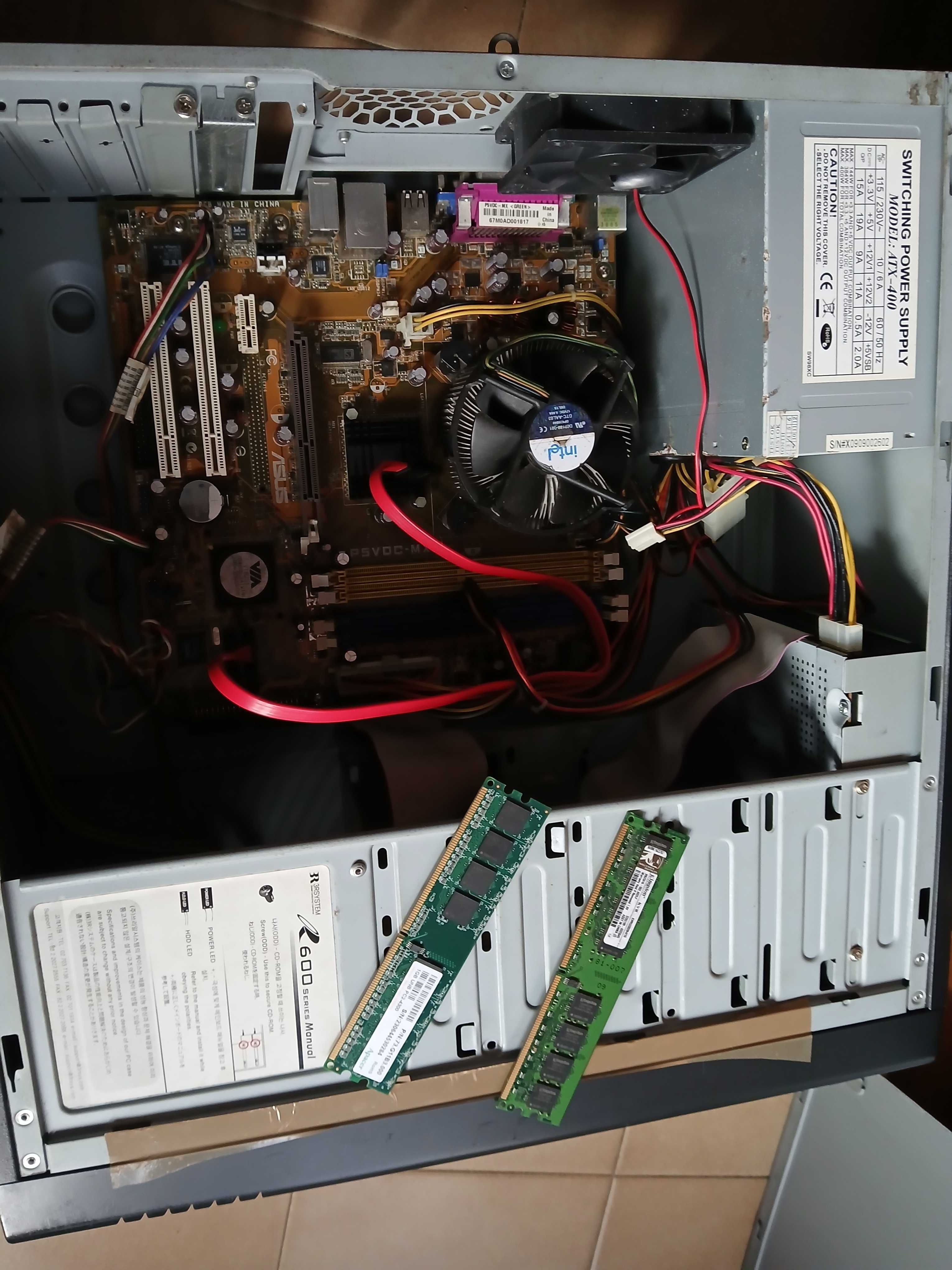 Torre PC desktop incompleto, com drive DVD (não sei se funciona)