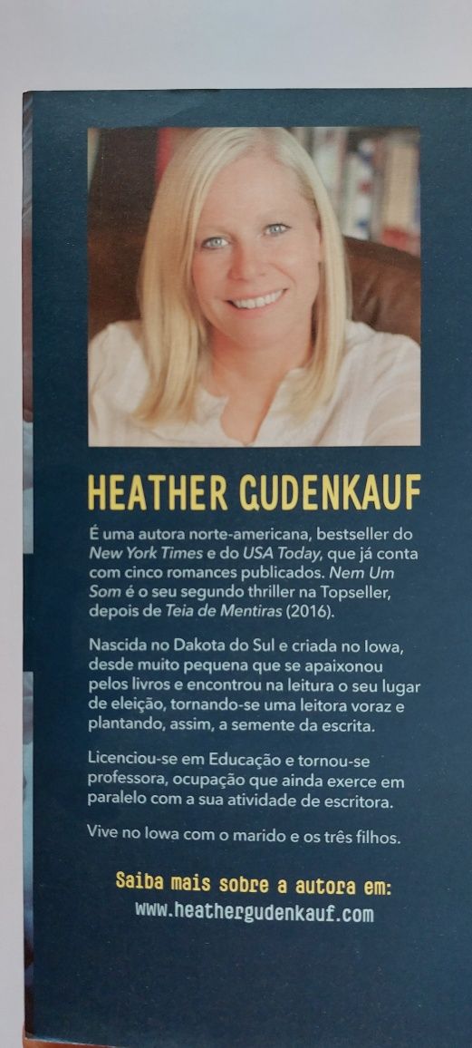 Livro "Nem Um Som" de Heather Gudenkauf, Novo! Portes Grátis!