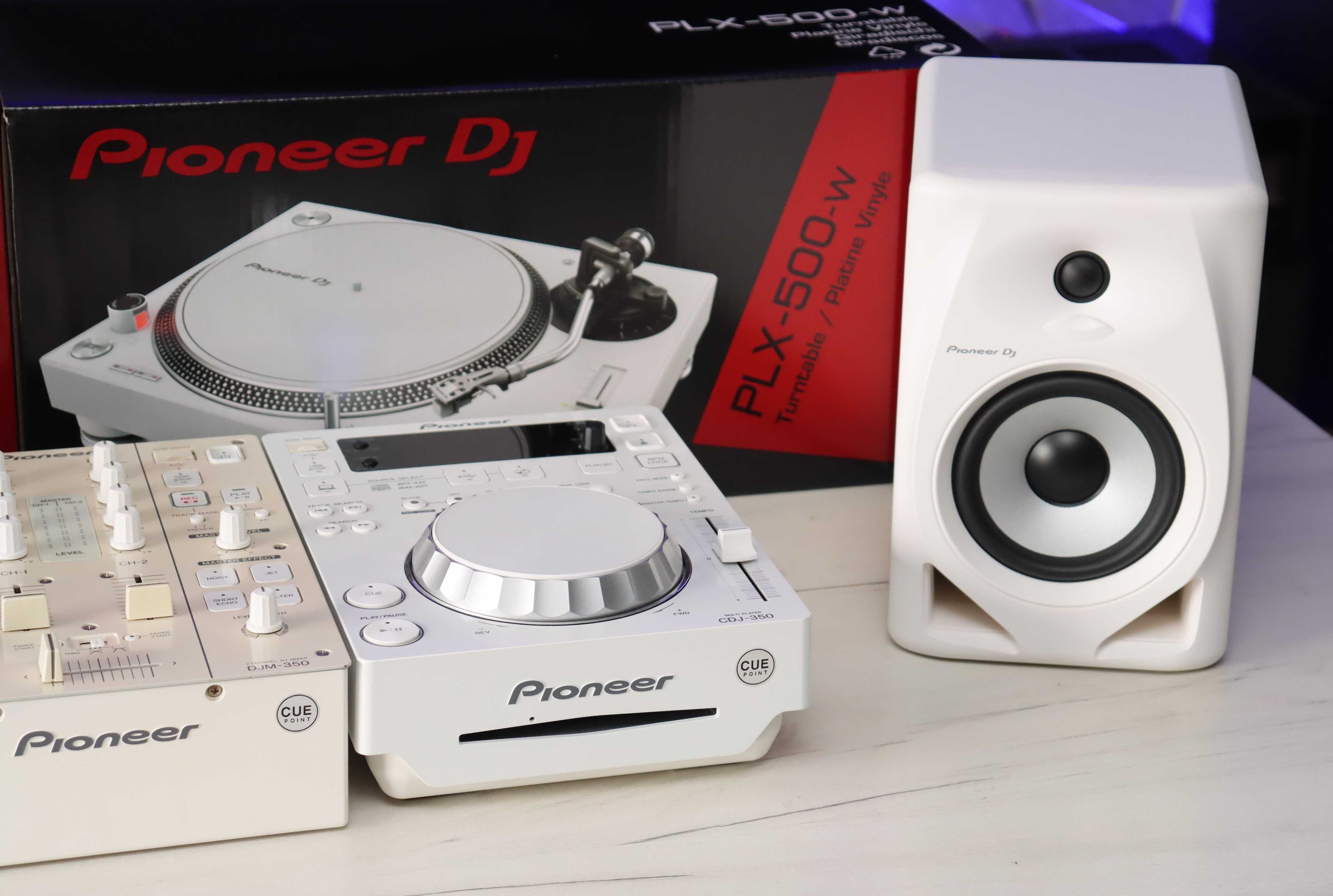 Pioneer DJ PLX 500 CDJ 350 DJM 350 DM 50D Zestaw dj-ski biała perła