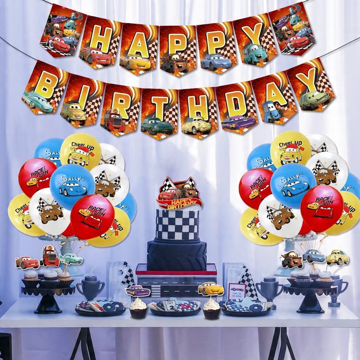 Oro Party Zestaw balonowych dekoracji urodzinowych Auta Cars Zygzak