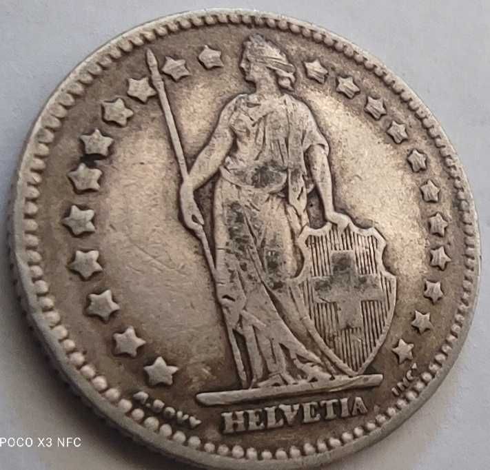 Moneta srebrna Szwajcaria 1 frank 1916 srebro ag stara