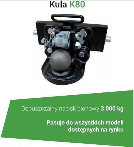 Manualny zaczep kulowy K80 140x80mm GS z płytą przesuwną