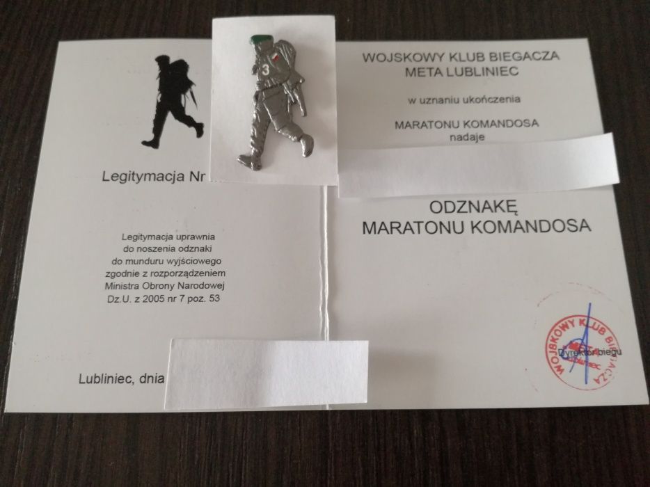 odznaka maraton komandosa numer 3, 4