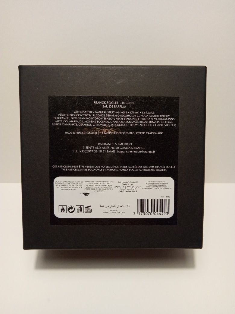 Perfumy nisza Incense Franck Boclet 100 ml