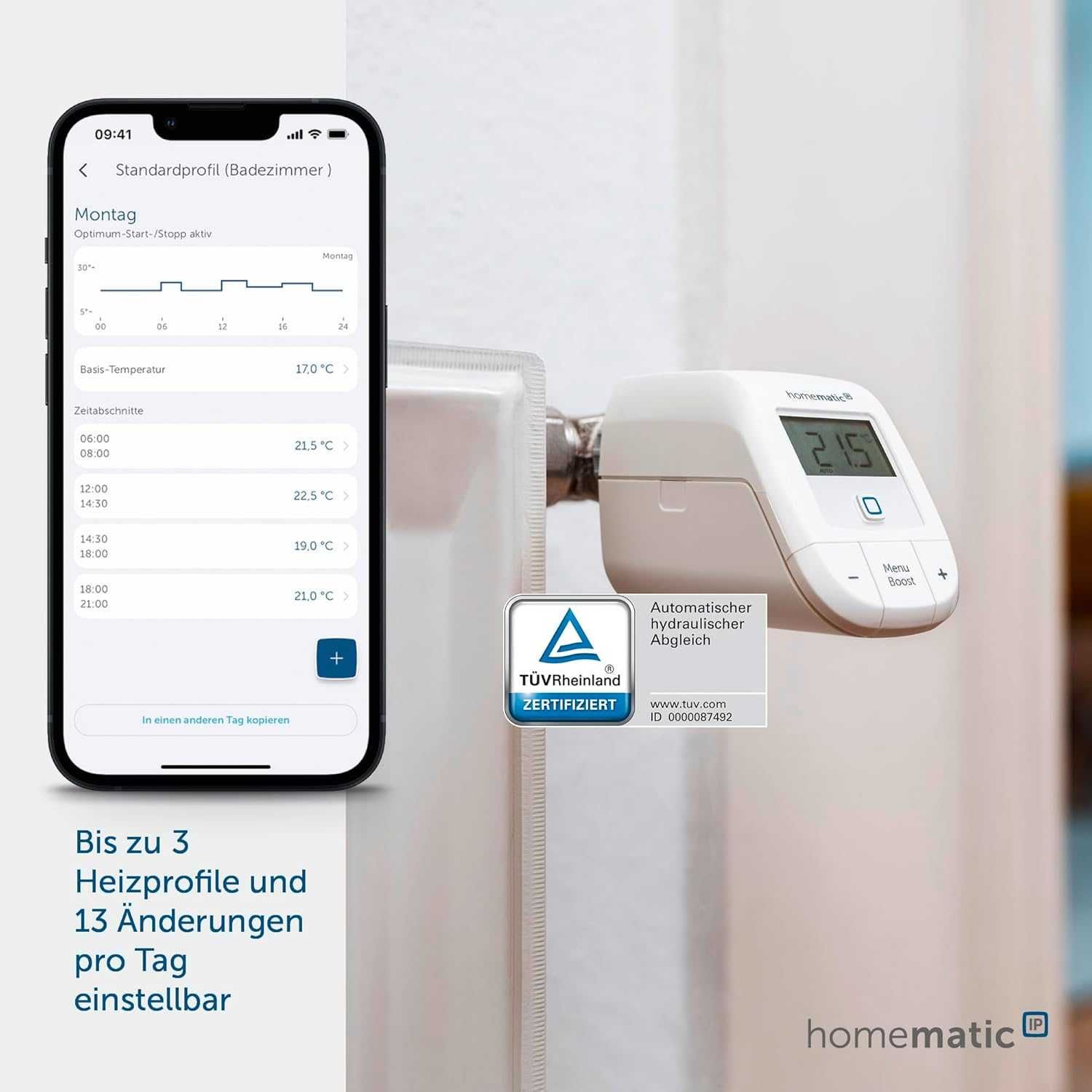 Homematic Ip Termostat Inteligentny, Biały, 57 x 68 x 102 mm