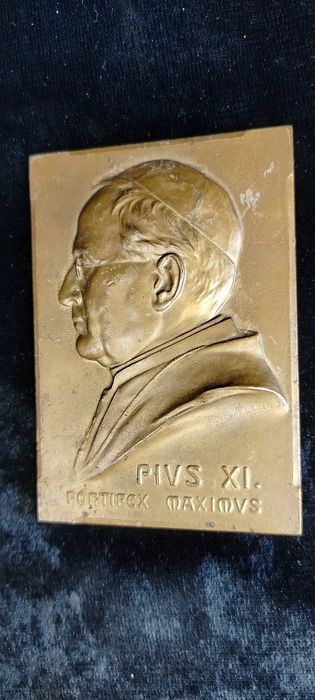 Stara plakieta z brązu Pius XI