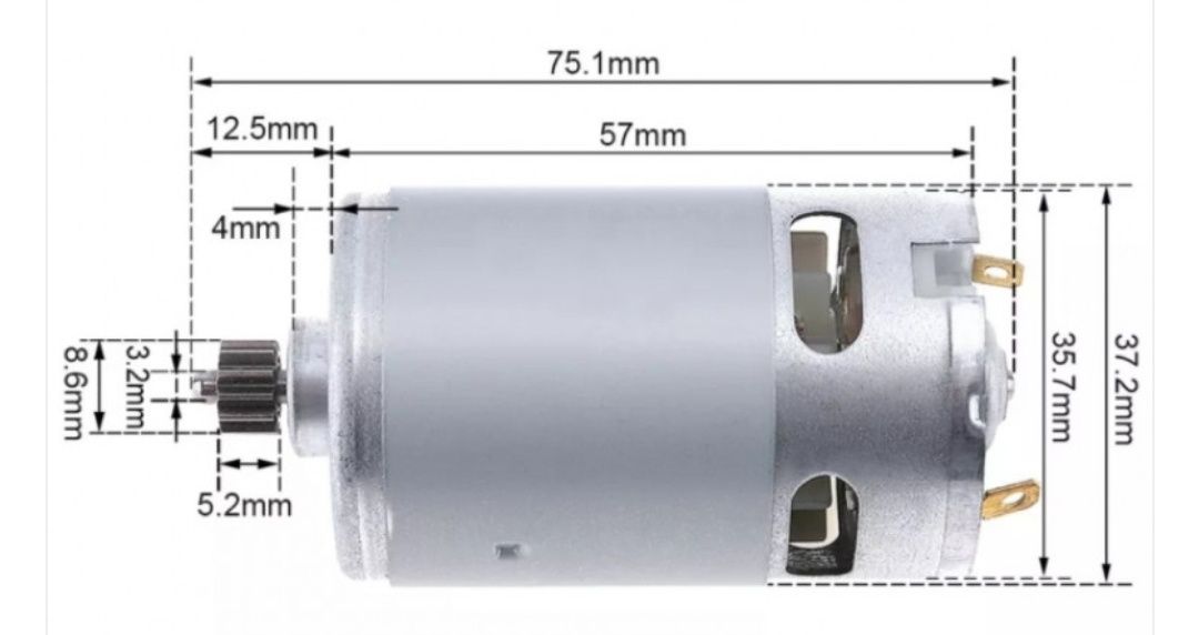 Двигатель для аккумуляторного шуруповёрта 14.4 V  12 зубьев. 8,6 мм.