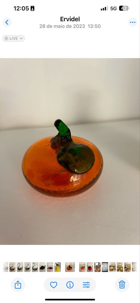 Conjunto de frutos em vidro