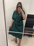 Zielona długa sukienka oversize plus size metaliczna brokatowa