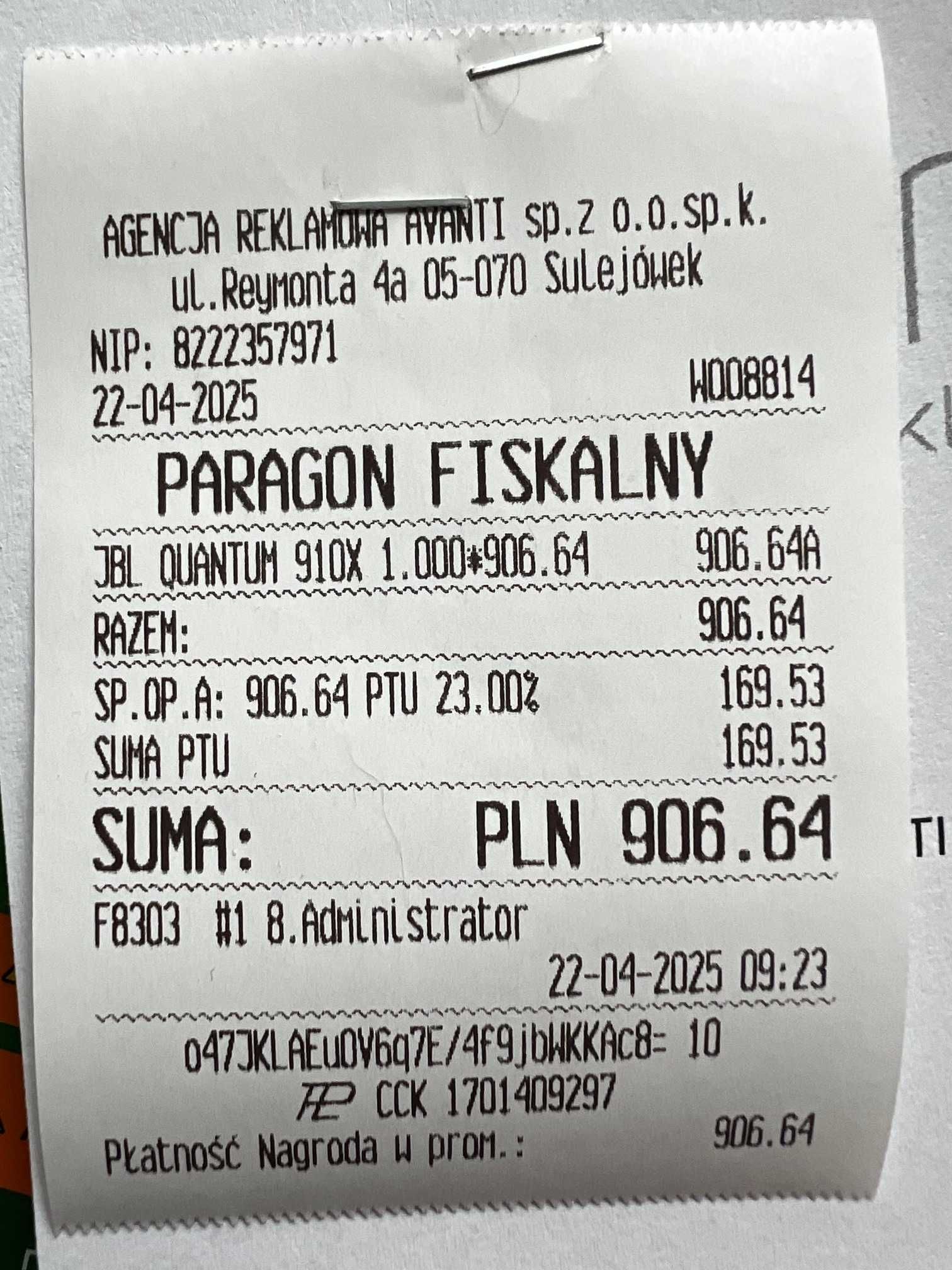 Słuchawki JBL QUANTUM 910X bezprzewodowe z mikrofonem NOWE