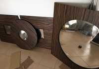 4 Espelhos madeira Ebano (espelho parede quadrado circular)