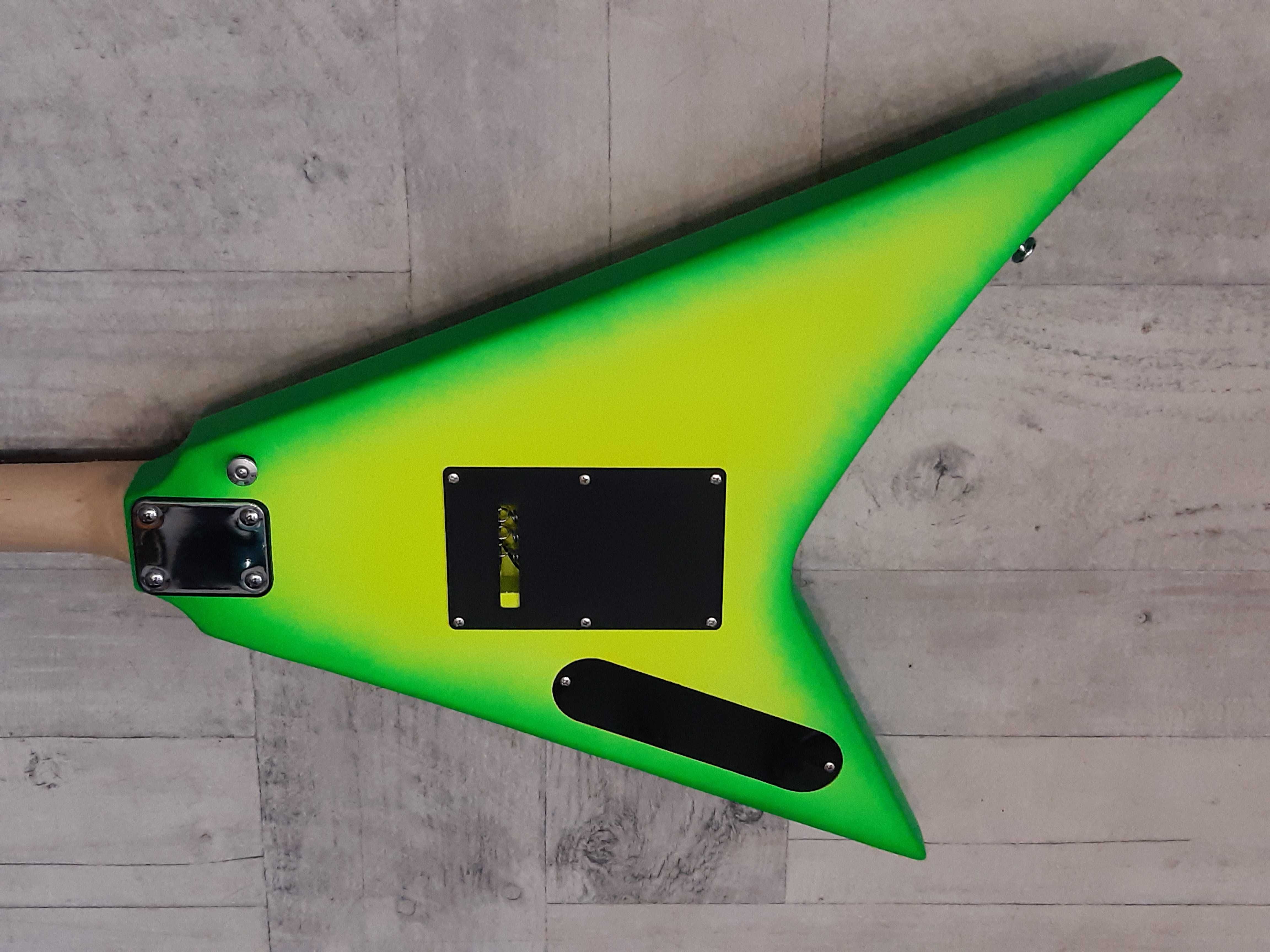 Gitara  do Metalu V-ka -yellow-green neon - wysyłka Gratis lub zamiana