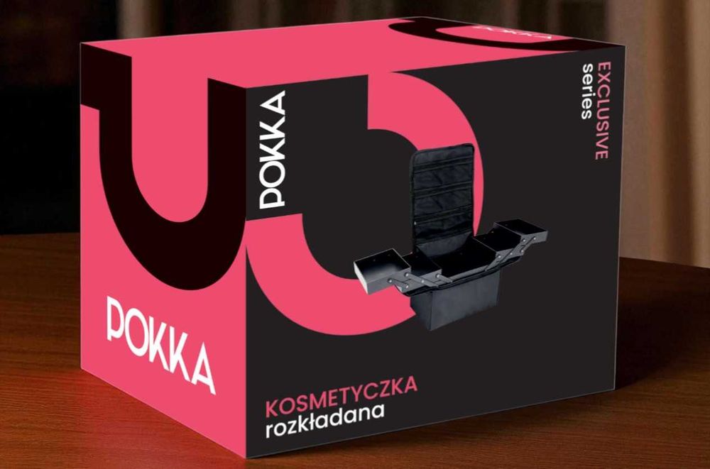 NOWY Kuferek Kosmetyczka Rozkładana Organizer Make-Up Czarny 25×28×20