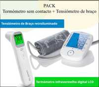 Pack Tensiómetro Braço + Termómetro sem contacto