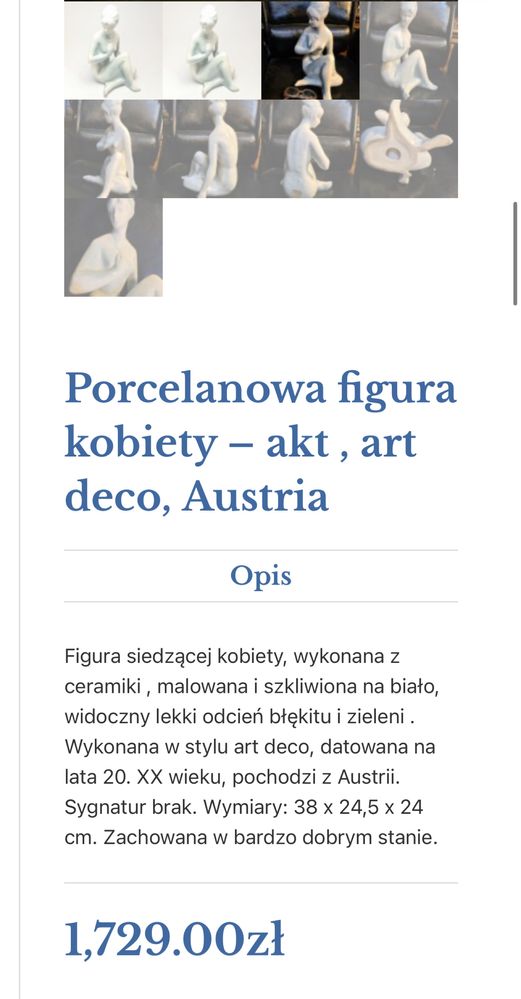 Antyk vinatge art deco figura rzezba cermaiczna porcelnaowa duza