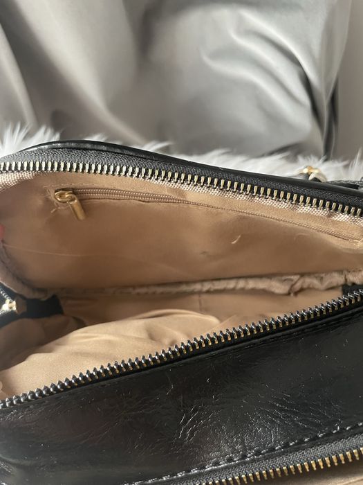 Nowa dwukomorowa srebrno-czarna torebka