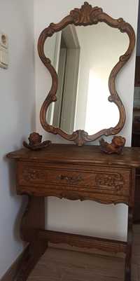 Stolik konsola drewniana z lustrem