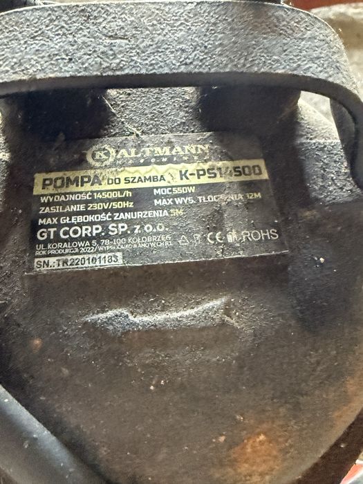 Pompa do szamba z wężem 20m