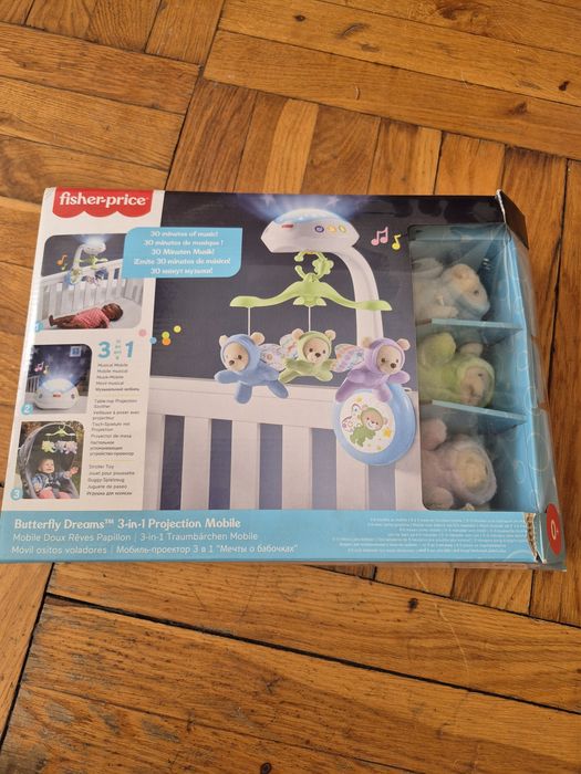 Karuzela do łóżeczka z misiami i projektorem fisher price 3w1 jak nowa