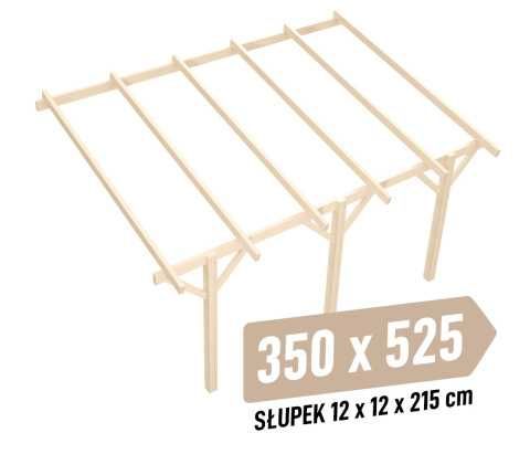 Wiata/zadaszenie KVH Suche Premium - 350 x 525 cm - słupki 12x12x215